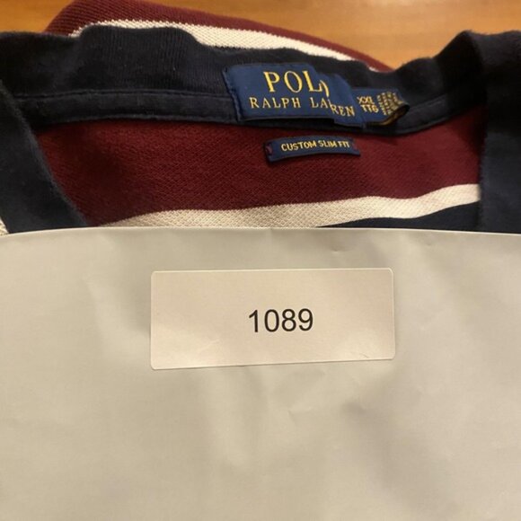 Polo Ralph Lauren Shirt Mens 2XL Maroon White Navy Striped Crest Custom Slim Fit - Picture 8 of 8